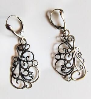 Carolyn Pollack Relios Sterling Multi Texture Filigree Spiral Dangle Earrings
